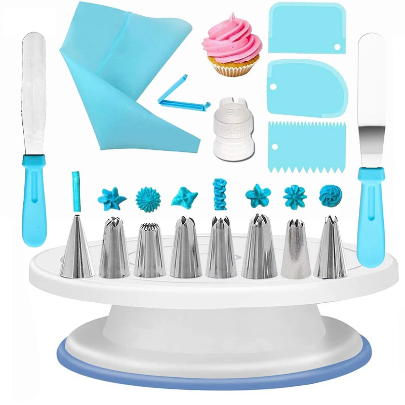 Professional Pastry Turntable Kit Set Rotating Base Dish Plate Stand Rotary Cake Sweet Tool Accessories Cake Decorating Supplies cake turntable baking supplies cake tools cake decorating kit rotating bearing turntable