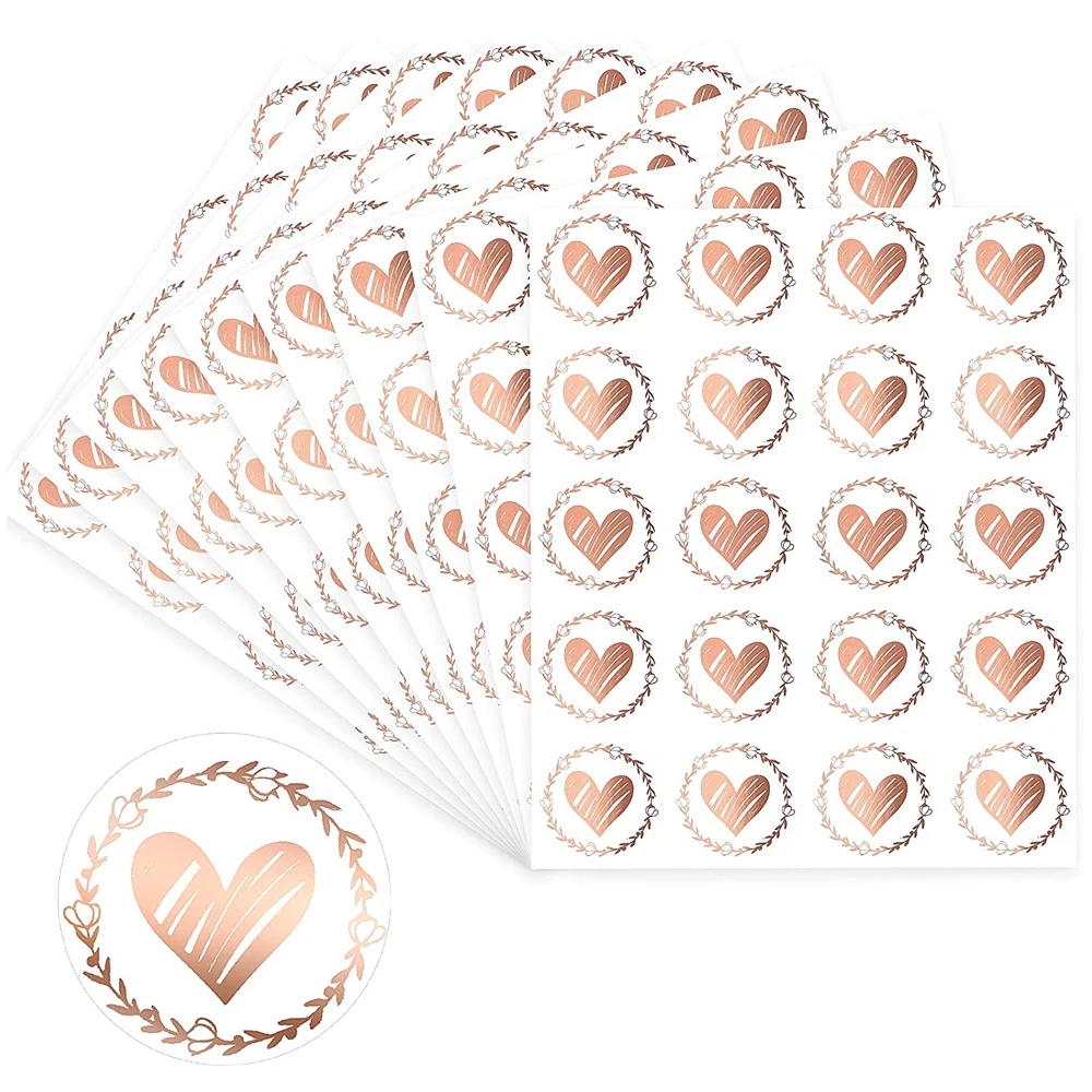 80-160pcs Heart Envelope Seals Clear Bronzing Heart Stickers Round Sealing Sticker for Party Favor Wedding Invitation Card 32mm