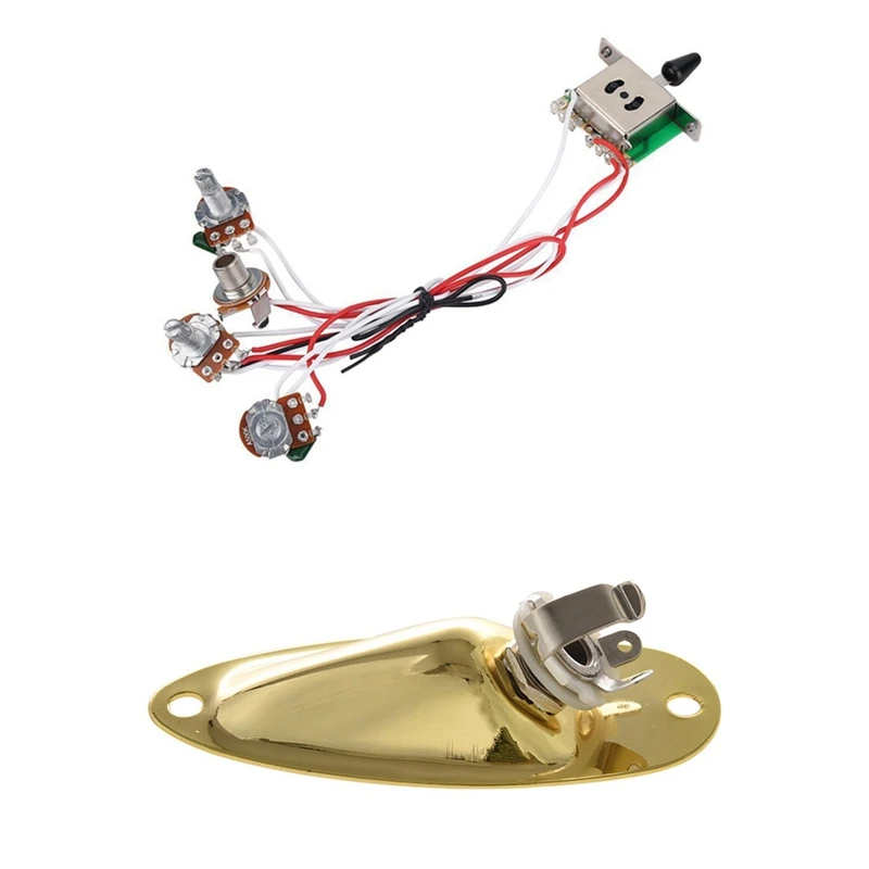 1X Pots For Strat Guitar Precabed 1 Volume 2 Tone Control Interruttore A 5 Vie 3-500K E 1Pc Prese Jack Di Ingresso Uscita Barca