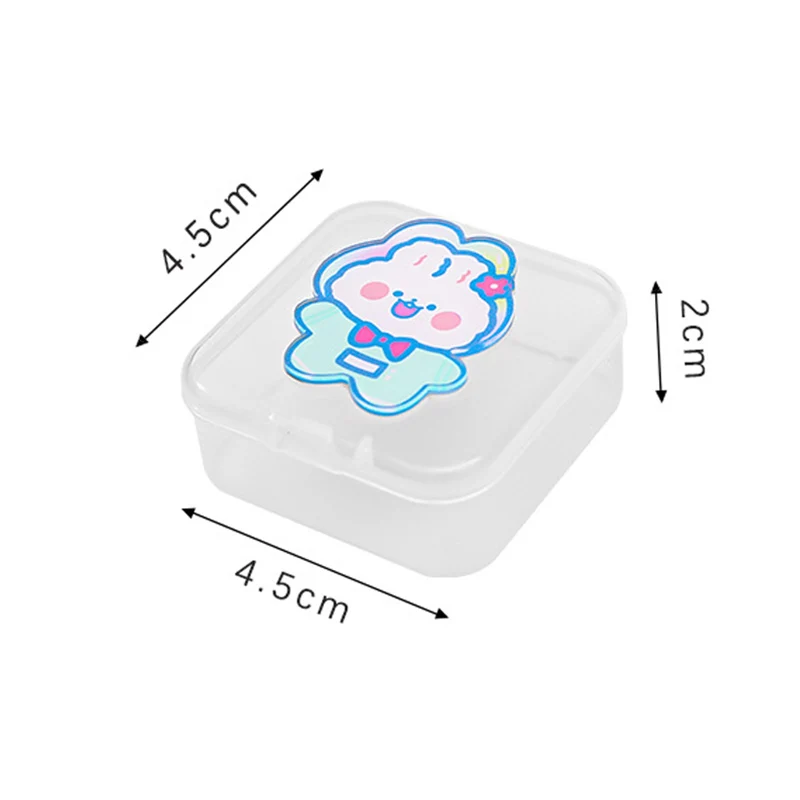 Kawaii Cartoon Transparent Jewelry Box Small Fresh Girl Cute Stationery Sticker Storage Box Mini Portable Jewelry