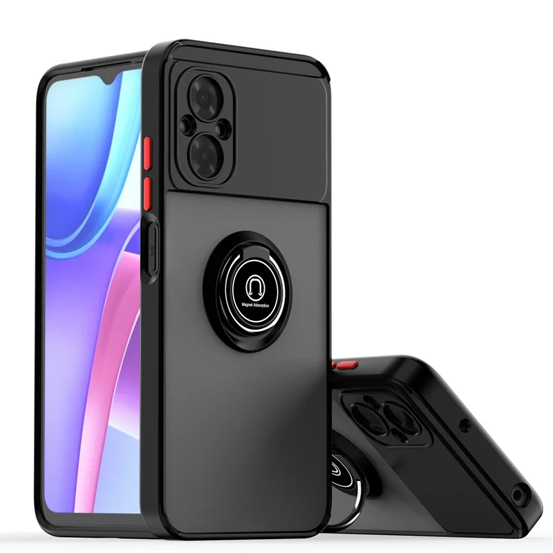 Shockproof Matte Armor Phone Case with Metal Ring Holder