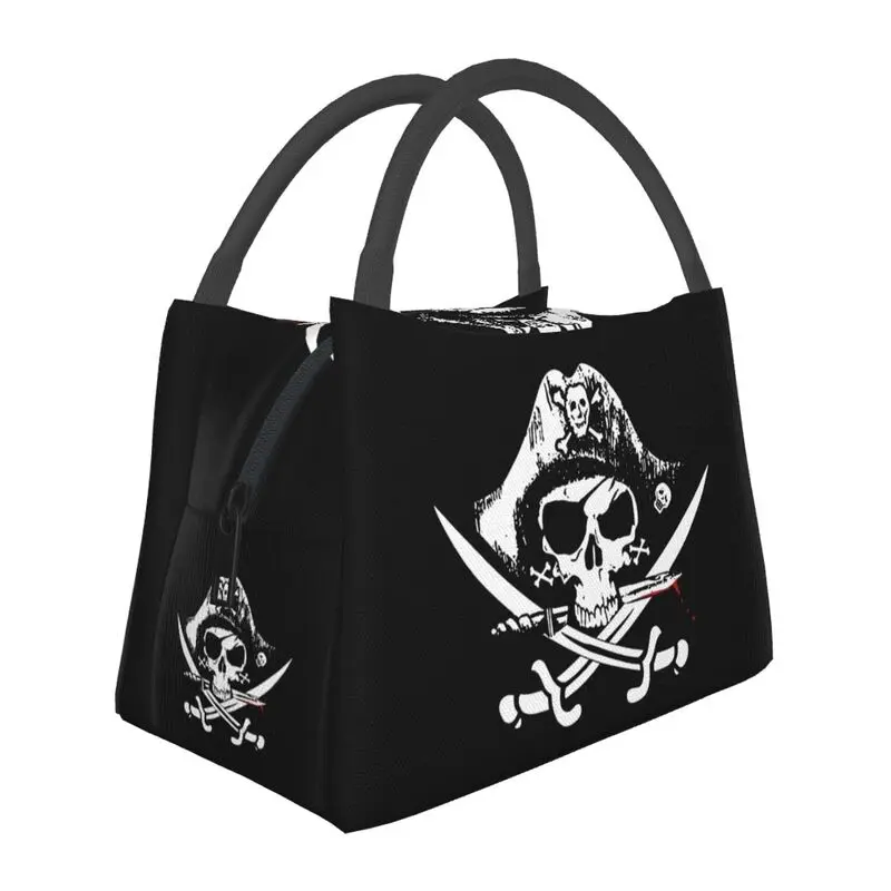 

Pirate Flag Insulated Lunch Bags for Jolly Roger Skull Cross Bones Resuable Thermal Cooler Bento Box Outdoor Camping Travel