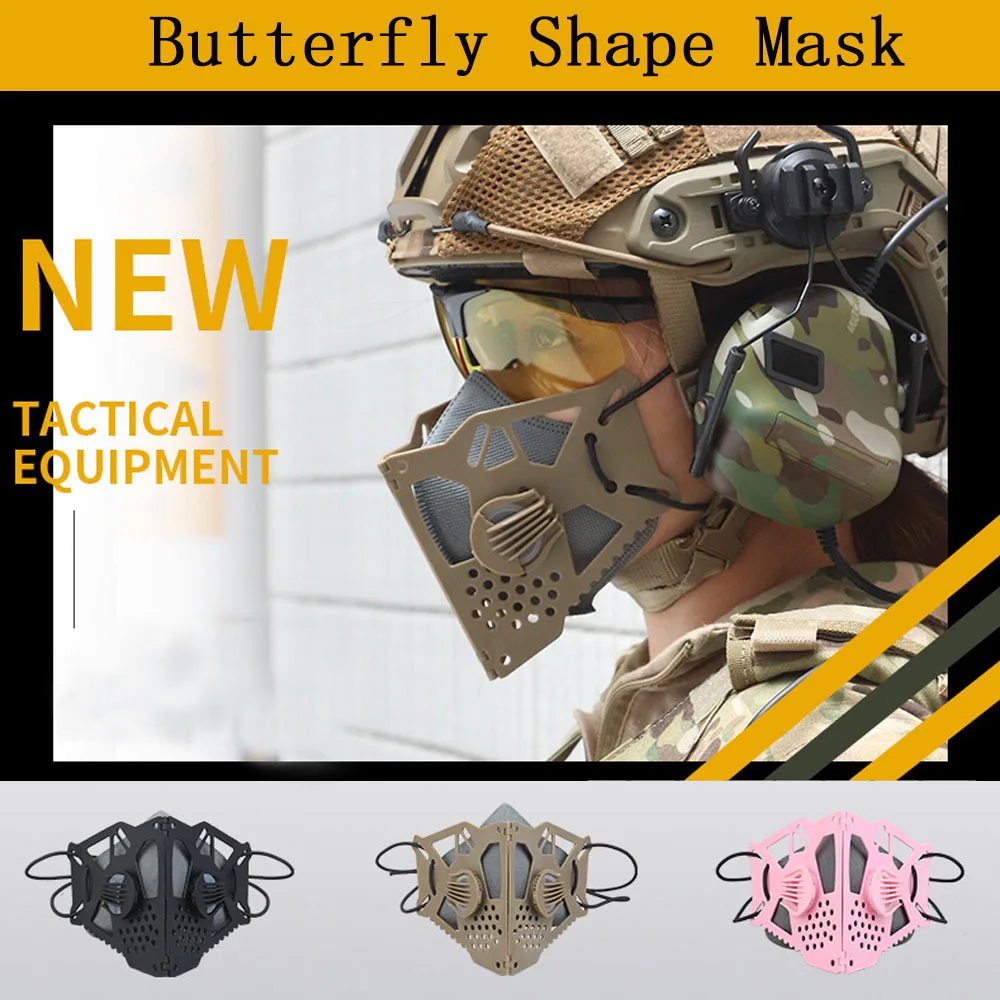 

VULPO Tactical Half Face Mask Folding Butterfly Shape Mask KN90 Dustproof Filter Mask Cosplay Cyberpunk Mask