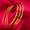 Yellow Gold Plated  Women's Hand Bracelets Stainless Steel 60/62mm Round Circle Bangles Wristband Pulsera Trendy Jewelry Gifts 5
