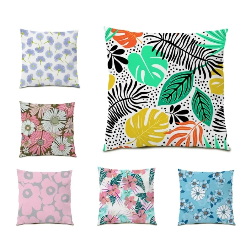 

18x18 inches Pillow Cover Sofa Throw Pillowcase Home Decor Living Room Decoration Plants Flocking Monstera Square Gift Bed E0034