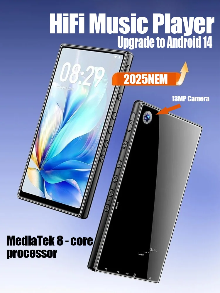 Famue MP4 Music Player 13MP Pixel WiFi & Bluetooth HiFi Lossless Music BF85 4+32GB 4.3-inch Android 13 Smart Player