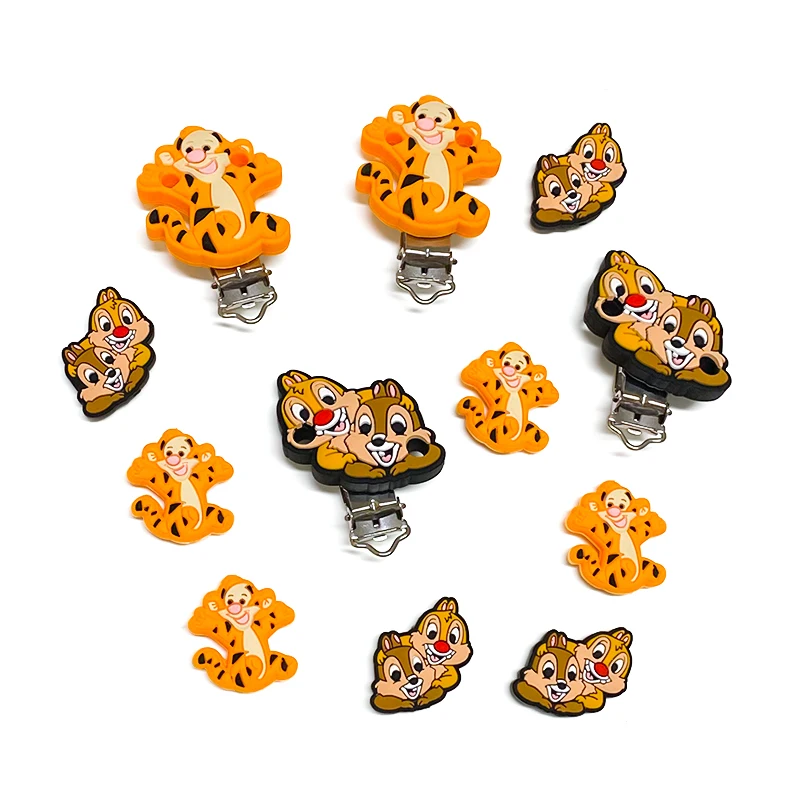 5/10pcs Silicone Tigger Squirrel Clip DIY Baby Teething Teether Necklace Bead Tool Nurs Gift Accessories teething toys pacifier clip pacifier accessories teether clip teething beads baby silicone accessories