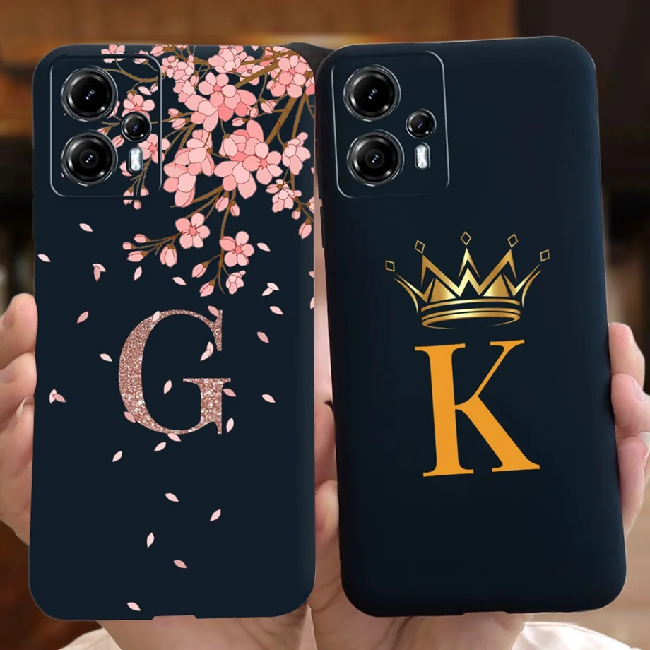 Per Motorola Moto G13 Custodia Moto G23 Cover Posteriore Soft Black Silicone Tpu Bumper Shell On Moto G13 G 13 Motog23 Letter Pattern Capa