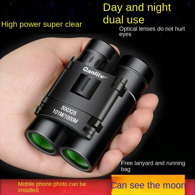 

500x25 HD Powerful Binoculars Telescope 5000m/50000m Long Range Folding Mini BAK4 FMC Optics For Hunting Outdoor Camping Sports