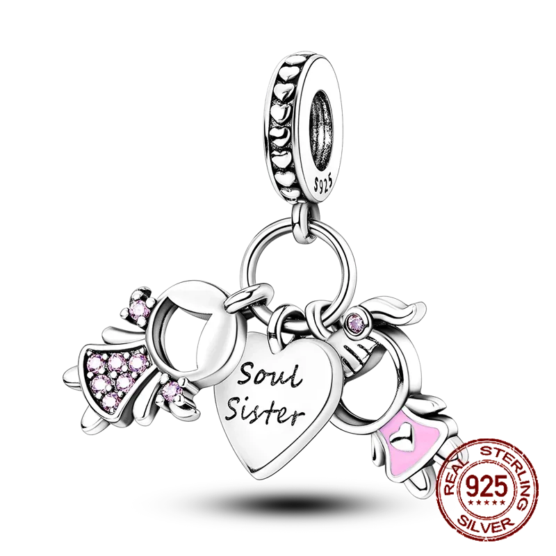 925 Sterling Silver Heart Shaped Warm Family MOM Charm Beads Fit  Original Bracelets Fine DIY Mother's Day Jewelry Gifts 3