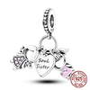 925 Sterling Silver Heart Shaped Warm Family MOM Charm Beads Fit  Original Bracelets Fine DIY Mother's Day Jewelry Gifts 3