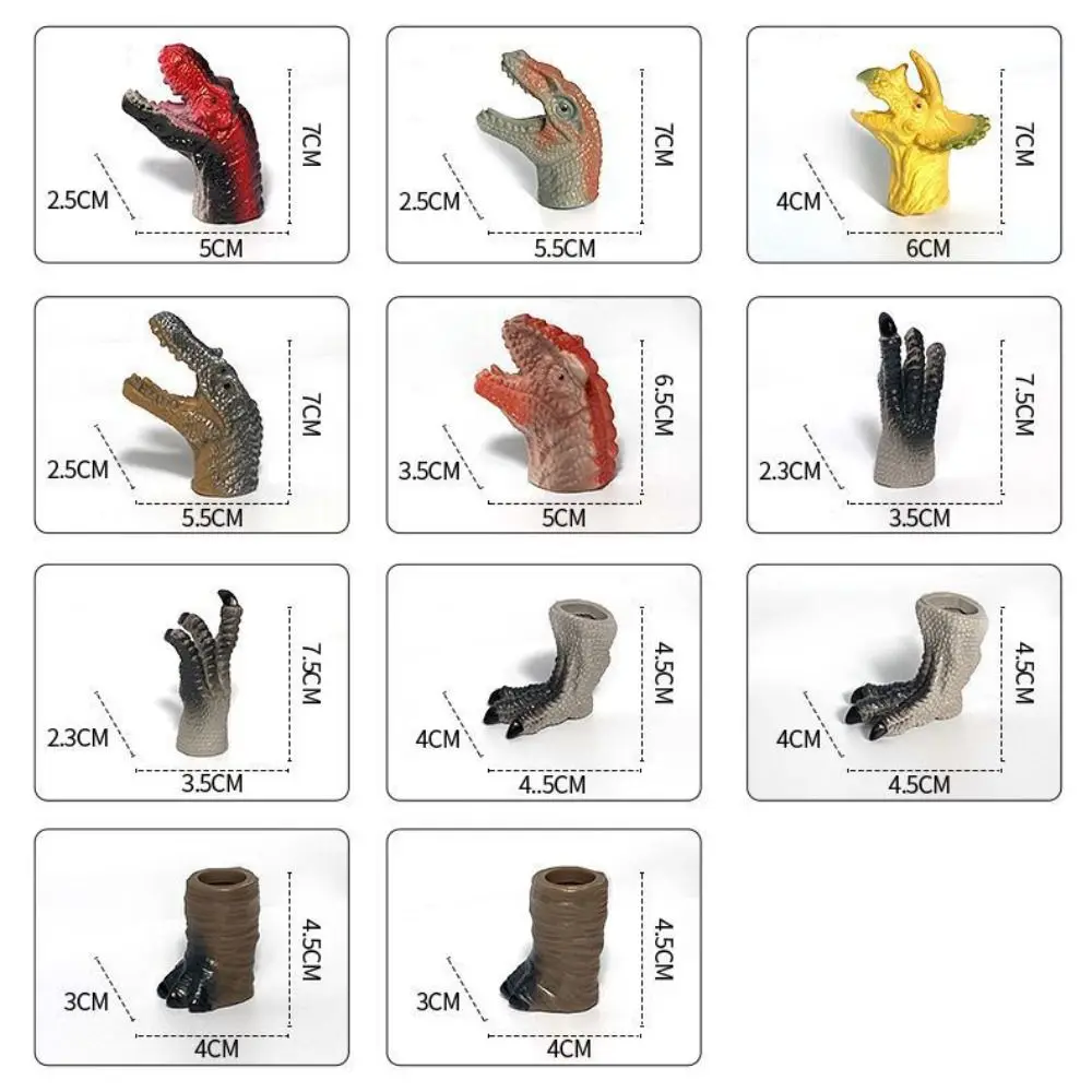 5pcs Cartoon Dinosaur Dinosaur Finger Puppet Finger Rubber Head Hand Puppet Funky Mini Mini Baby Animals Model