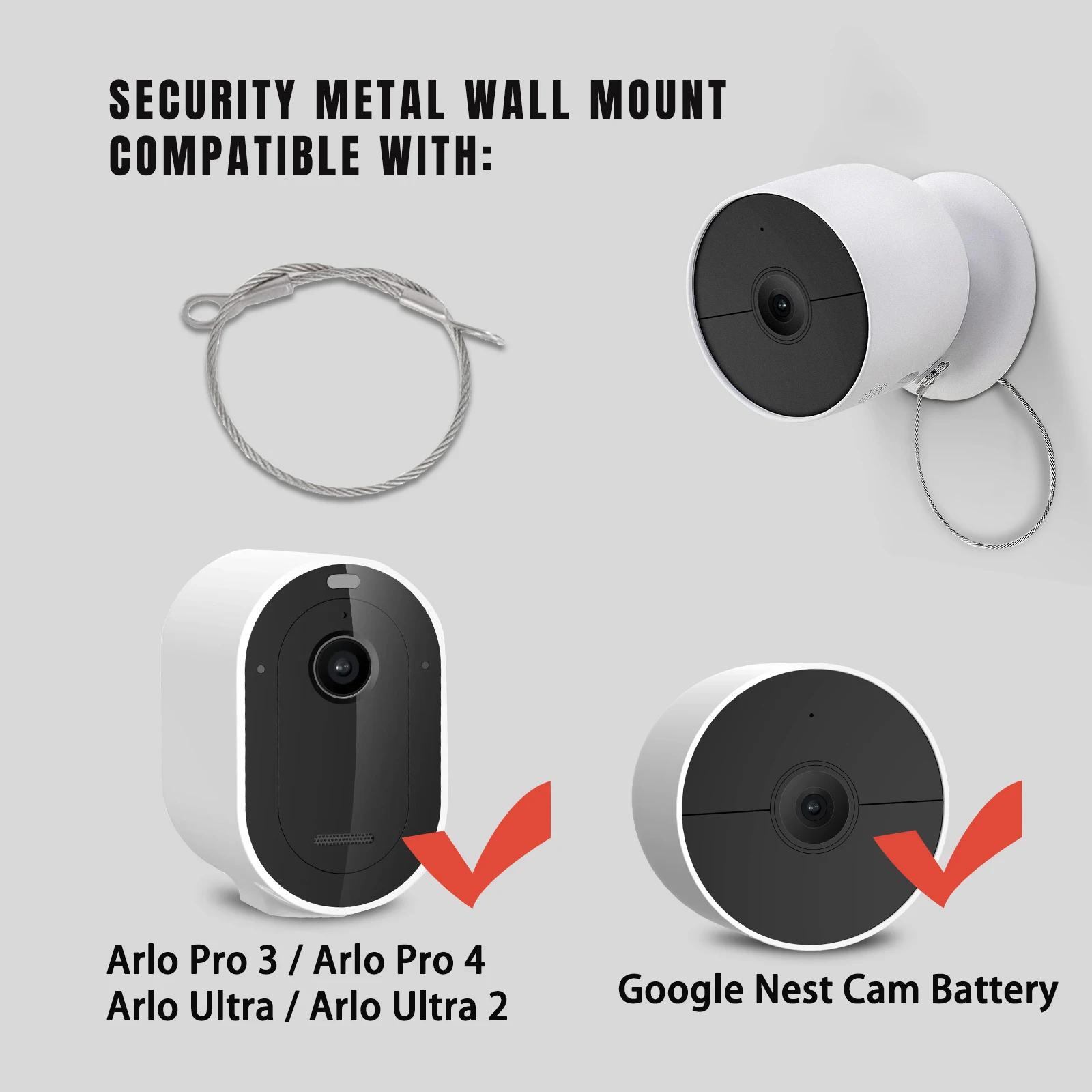 For Google Nest Cam Battery Outdoor Indoor Anti Drop Safety Chain For Arlo Pro 3 Pro 4/Arlo Ultra/Ultra 2 Camera Anti Drop Rope