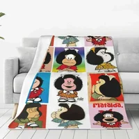 Mafalda Blankets Flannel Summer Air Conditioning Cartoon Anime Throw Blanket for Bed Car Plush Thin Quilt picnic blanket 1