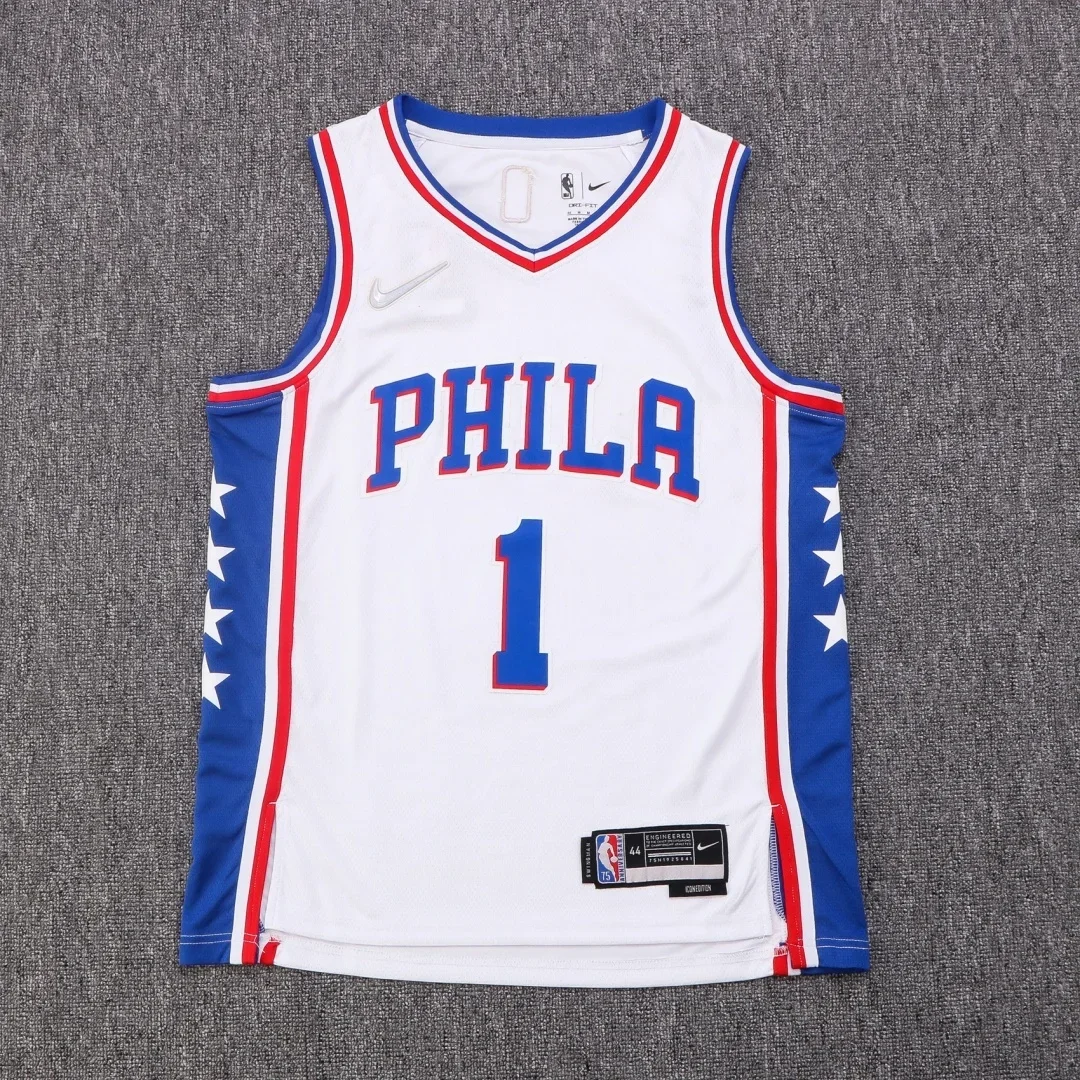 Nike Men's Basketball Jerseys, Stretchable, Quick-dry, Comfortable, Solid-color, Sleeveless Basketball Jerseys, White and Blue