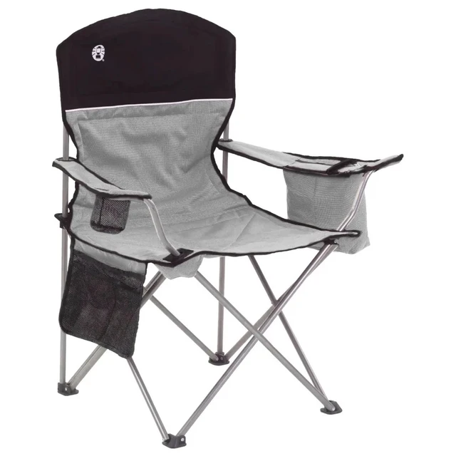 Coleman Portable Camping Quad Chair with 4-Can Cooler, Fishing