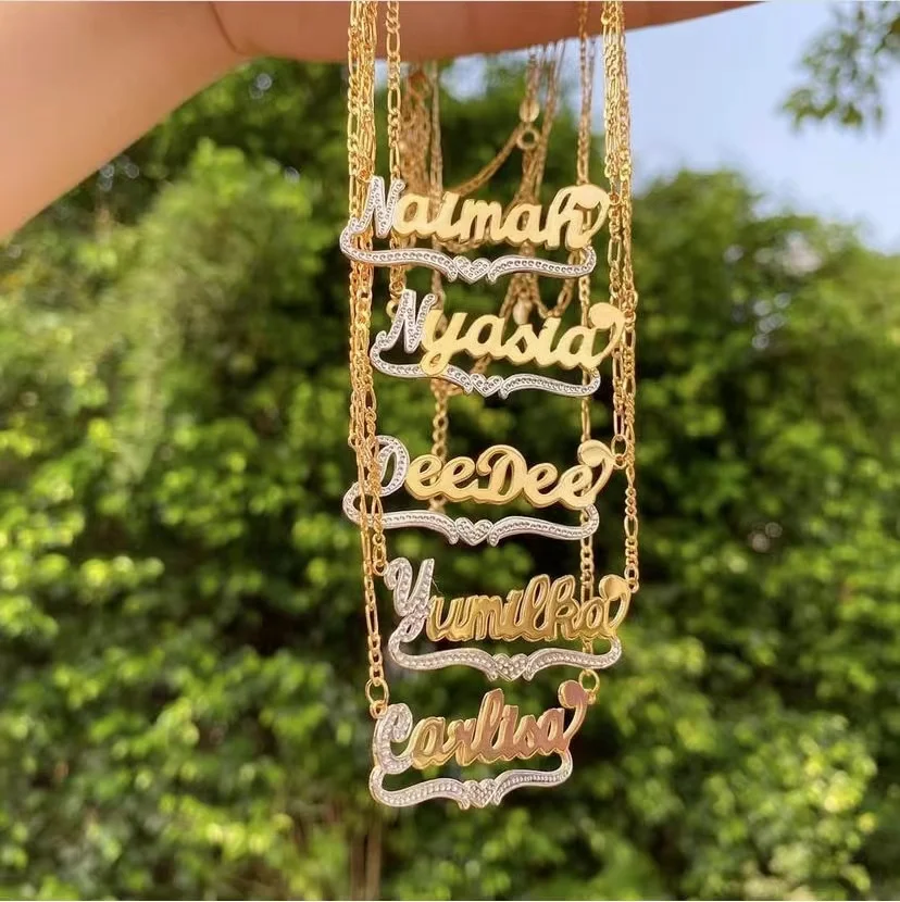 3D Nameplated Necklace Custom Stainless Steel 18K Double Plated Pendant Jewelry  For Women Personalized Jewelry Best Gifts