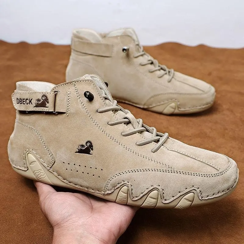 

NEW Pigskin Italian Suede Boots Handmade With Closure High Top Men's Casual Anker Shoes Cotton Shoes Toe Leather Boots wholesale