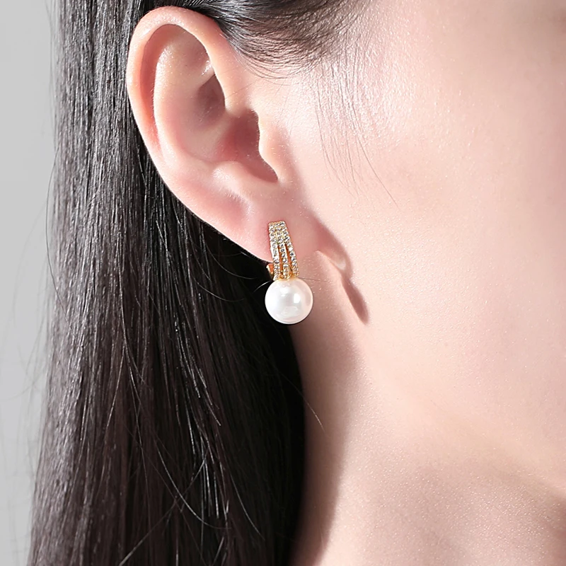 LUOTEEMI Elegant Lady's Cubic Zirconia Imitation Pearl Drop Earring for  Women Classic Wedding Bridal Ear Accessories Girl Gifts - AliExpress