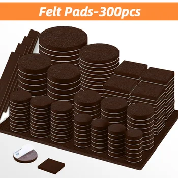 300PCS Felt Chair Leg Pads, Value Pack of Various Sizes,Felt Furniture Pads for Protecting Hardwood Floors,Self Adhesive 1