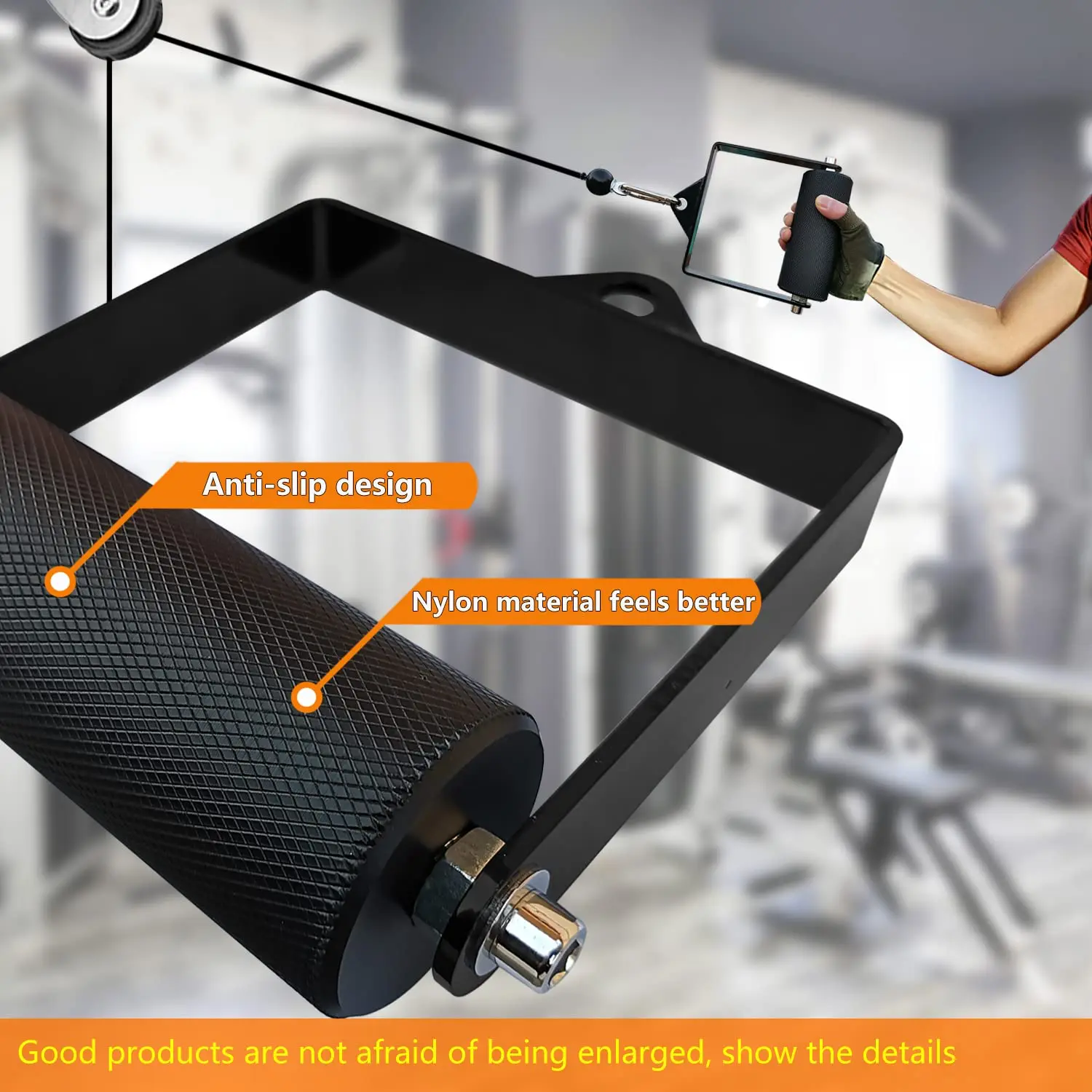 Fitness Workout Handle 4/6cm Gym Home Lat Pull Down Pulley Cable Machine Handle Attachment Fitness Arm Wrestling Workout Deadlift D Shape Hand Grip