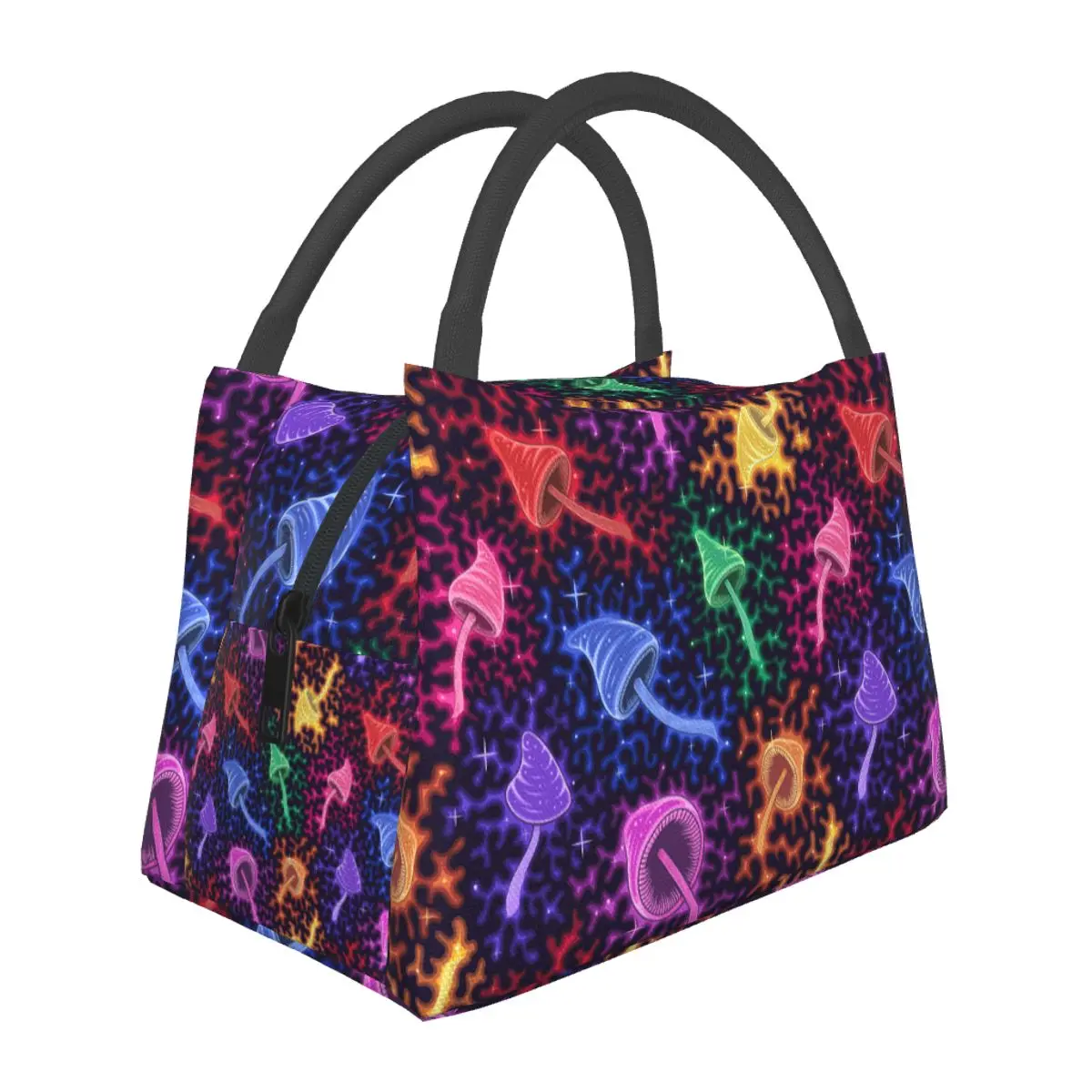 

Lunch Bags Women Trippy Psychedelic Mushroom Insulated Cooler Waterproof Picnic Work Canvas Tote Bento Pouch