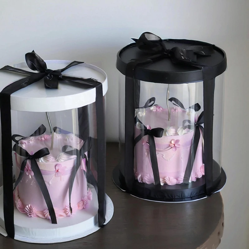 2PCS Transparent Round Cake Boxes with Clear PVC Lids, Birthday Wedding Dessert Packagi... - SKU TRCB1617 - UGI Packaging