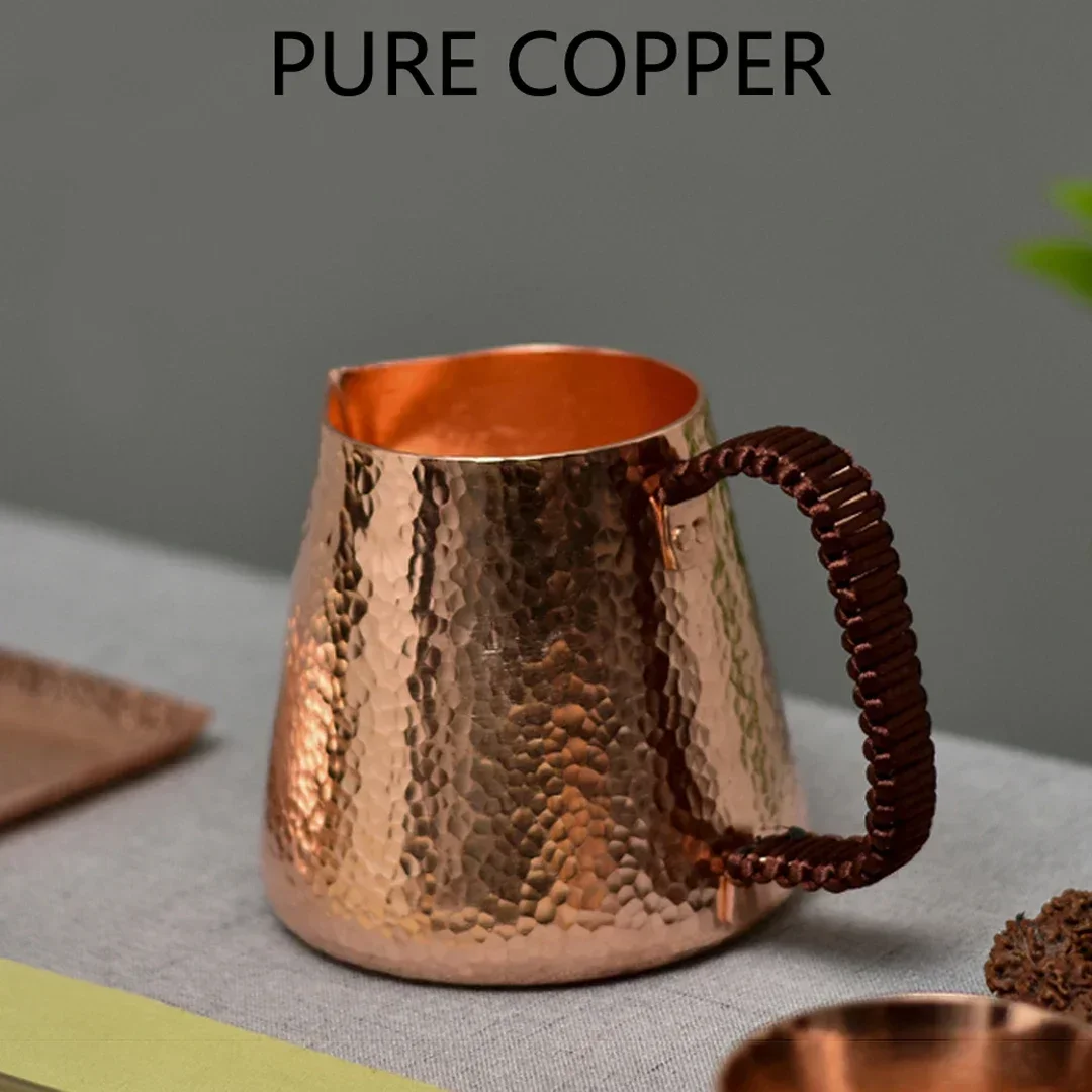 500ml Pure Copper Latte Pitcher Milk Jug Water Pots Kettles Hammer Handcraft Drinkware Tableware