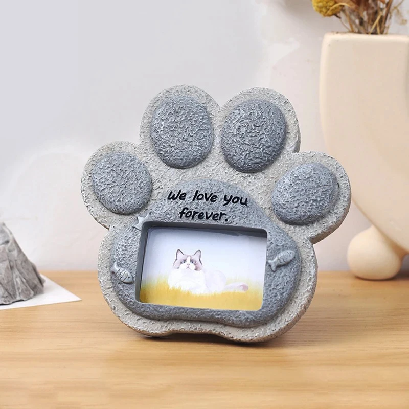 Pet Dog Tombstone Resin Simulation Cat Pawprint Memorial Stone Tombstone Small Animal Sacrifice Monument Handicraft Ornaments