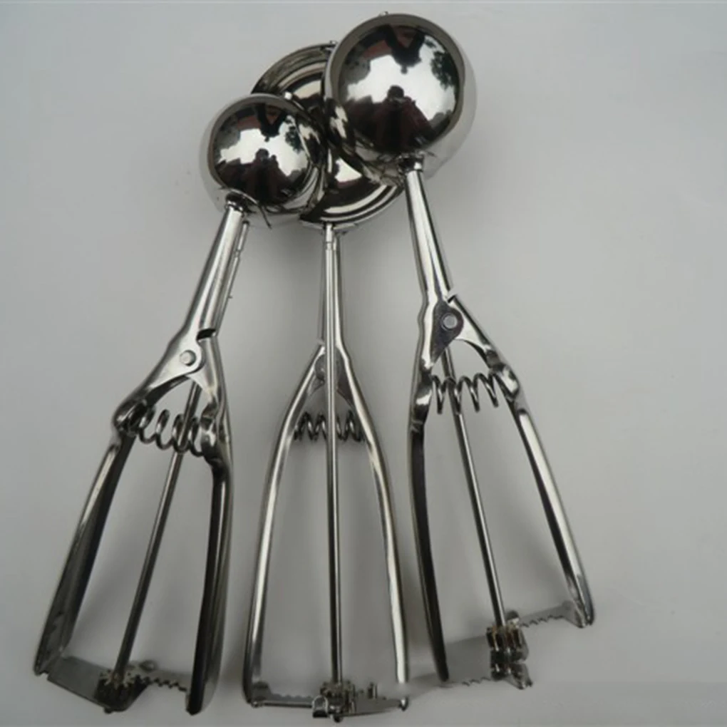 Ice Cream Scoop Trigger Metal Cookie Spoon Melon Baller Stainless Steel Dough Spoon Scooper