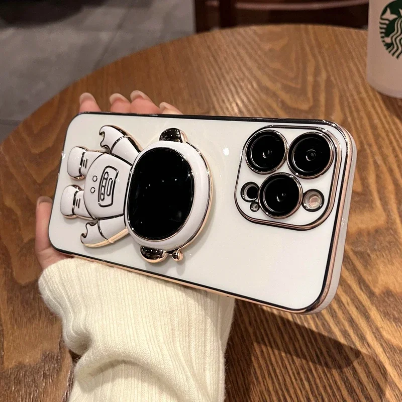 Luxury Astronaut Silicone Kickstand Phone Case Cover
