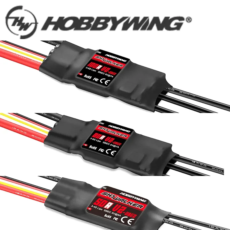 

Hobbywing 2023 NEW Skywalker V2 Brushless ESC 40A 50A 80A 100A V2 ESC 2-4S Speed Controller With BEC/UBEC For RC Quadcopte