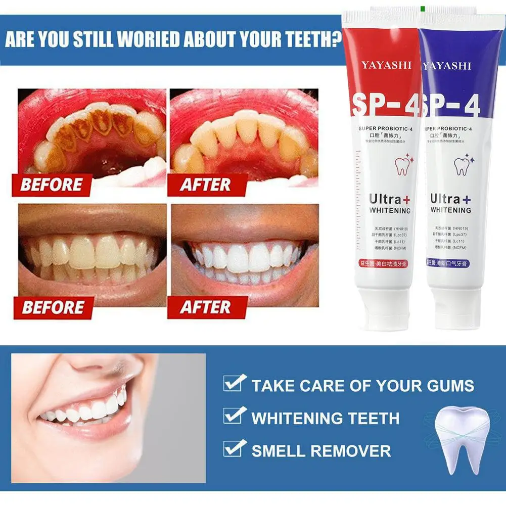 

120g Probiotic Whitening Toothpaste SP-4 Teeth Whitening Oral Fresh Care Toothpaste Whitener Plaque Teeth Prevents Breath G5Z4