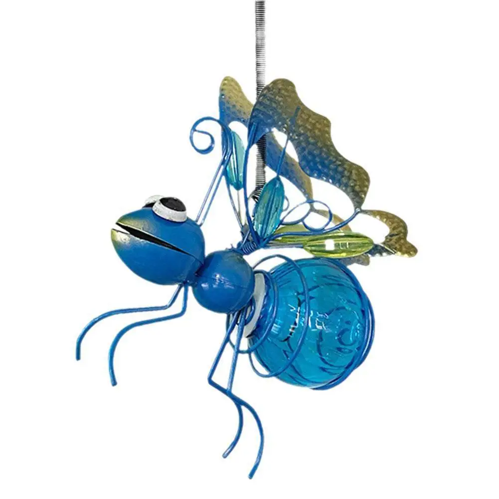 Solar Iron Insect Statue With LED Fairy Light Outdoor Waterproof Hanging Tree Ornament For Fence Yard Courtyard Garden Art Decor