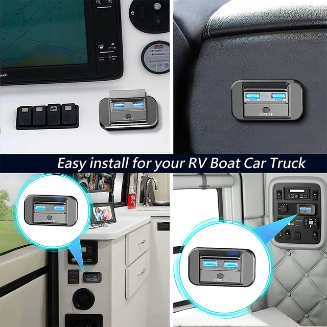 Earu Dual USB Car Quicker Charger Socket Adapter 5V/3.1A Car Fast Charger With Switch for Bus RV Boat Car Truck - Image 5