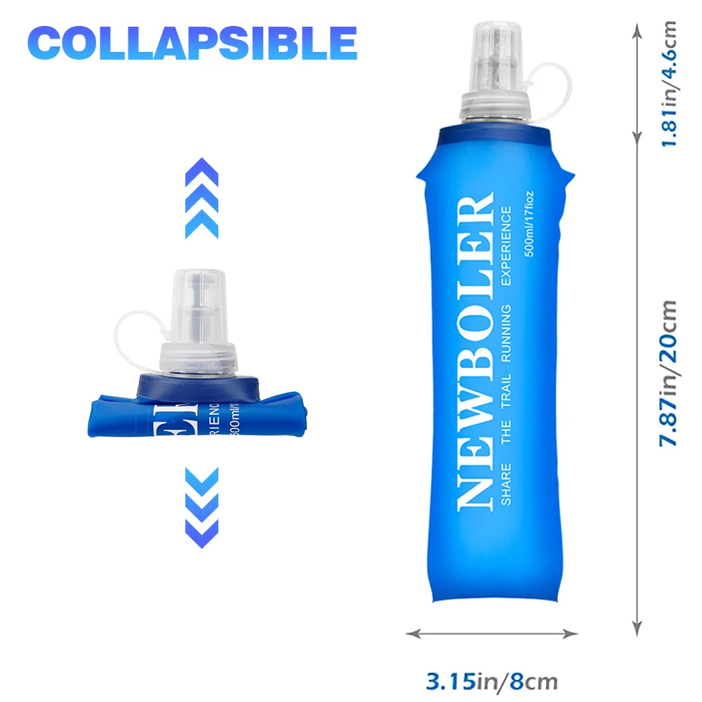 500ML Foldable Silicone Soft Flask Water Bottles Outdoors Sport Travelling Running Kettle Hydration Pack Bag  Water Bottles