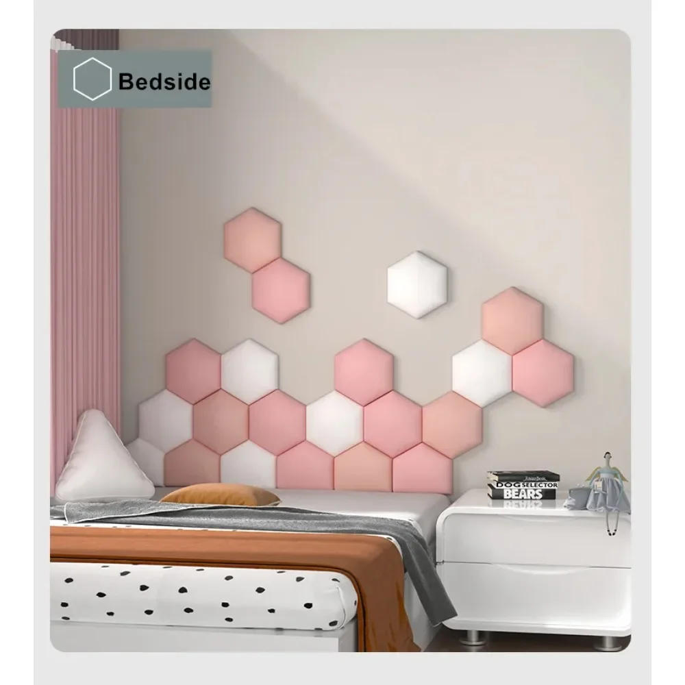 

Household Hexagonal Headboard Bed Soft Bag Self-adhesive 3D Wall Sticker Wall Background Tatami Decor cabeceras autoadhesivas