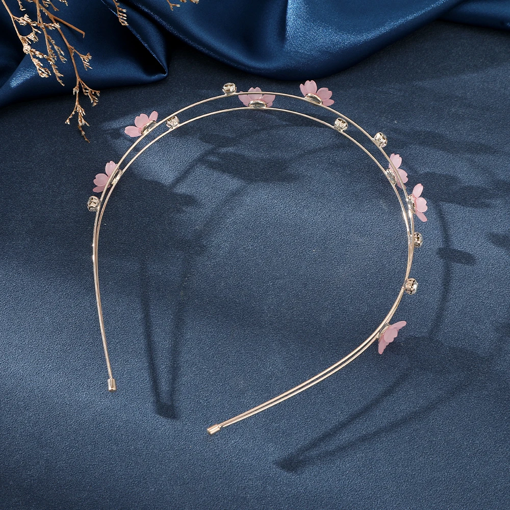 Double Layer Hairband Head Hoops Flower Rhinestone Headband for Women Headwear Shiny Crystal Hair Band Hoop Hair Accessories