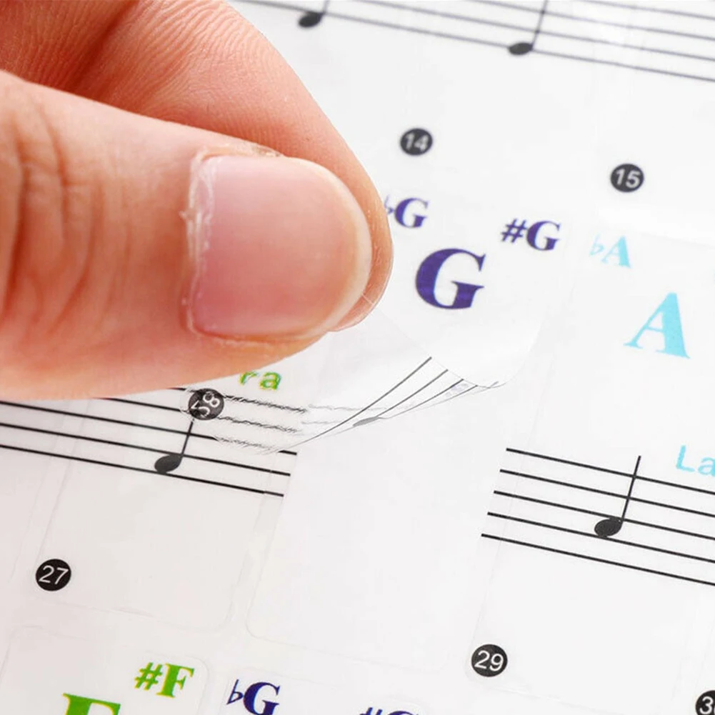Transparent Colorful Pianos Keyboards Stickers Notes 15.5x40mm For 88/61/49/37 Keys Beginners Musical Instrument DIY Decoraction piano keyboard stickers