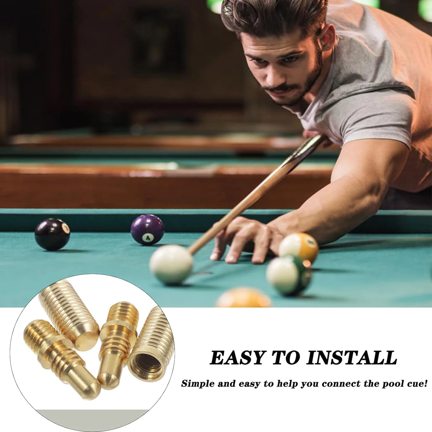 Billiards Pool Cue Joint Pin Insert - Stainless Steel Shaft Fitting Repair Part