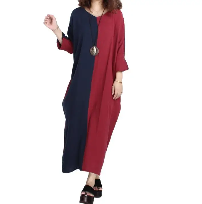 

2024 Summer Autumn women long sleeve cotton linen dress, loose casual Vintage dress,Boho Long Maxi Dress Vestidos