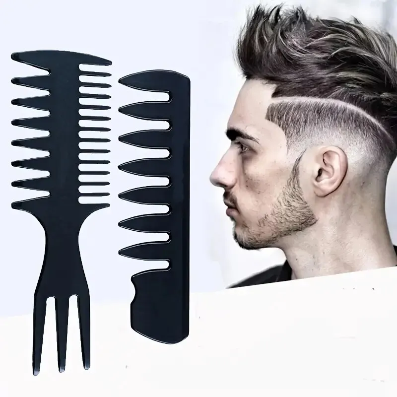Hair Comb Vintage Oil Hair Comb 5Pcs Set Back Hair Wide-Tooth Airplane Head Comb Regular Men's Styling Detangling Trident Texture