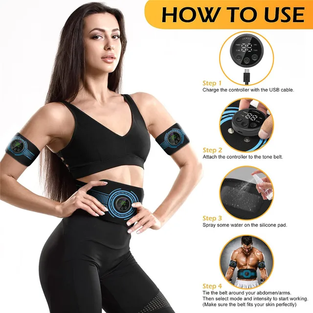 Abdominal Toning Belt EMS Muscle Stimulator Toner Waist Body Slimming Shaping Waist Arm Leg Massage Lose Weight Home Fitness 5