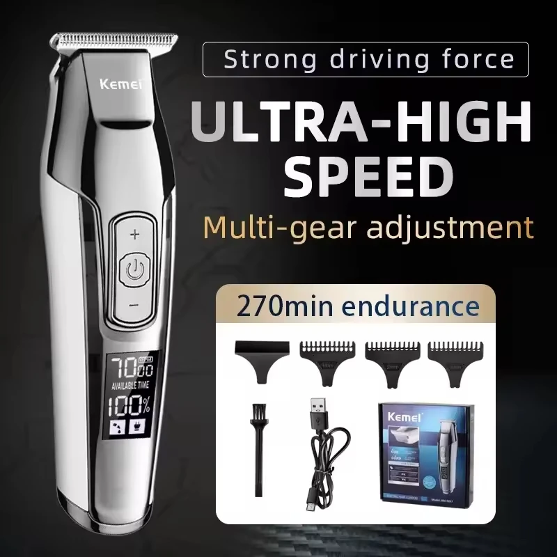 Kemei KM-5027 Original Electric Hair Clipper Rechargeable Hair Trimmer LCD Display Hairdresser Professional Cutting Machine 2
