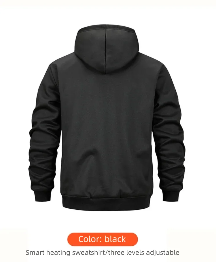 5-Zonen Beheizbare Kapuzenpullover für Herren, USB-beheizter Fleece-Sweatshirt, Unisex USB-Heiz-Sweatshirt, Outdoor-Sportbekleidung – Detail 16