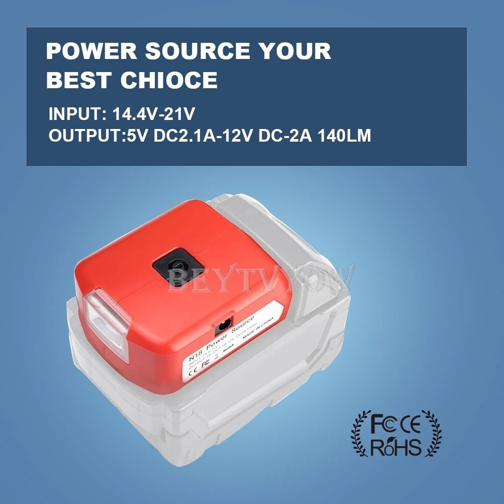 Battery Adapter Compatible with Milwaukee 18V Battery USB Charger Adapter with D
