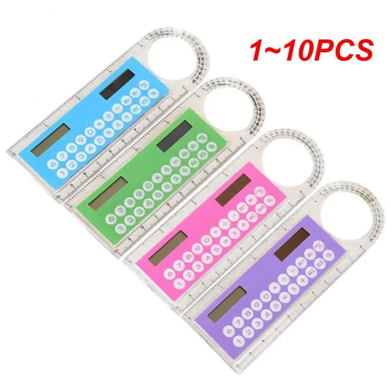 

1~10PCS Mini Portable Multifunction Colorful Student Ruler Calculators Portable Solar Energy Counters Random Color Student