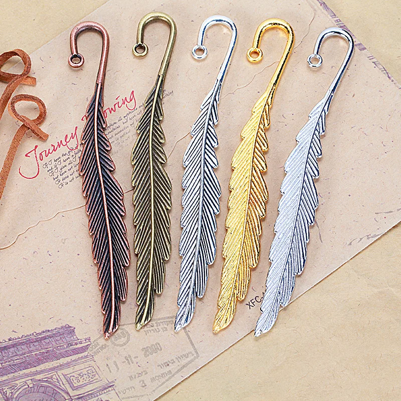 

5pcs 116x13mm Antique Silver Plated Bronze Leaf Feather Handmade Charms Pendant DIY for Bracelet Necklace Bookmark Accessories