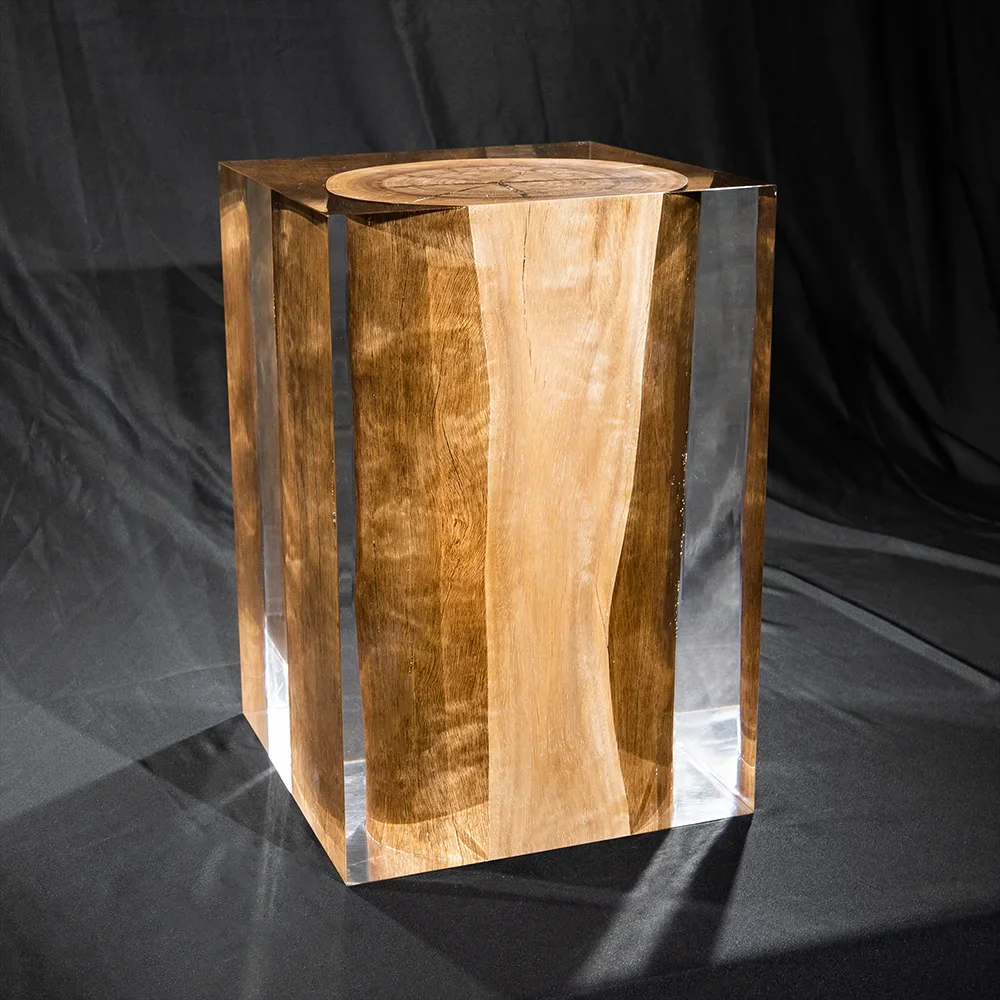 Modern acrylic epoxy luxury Minimalist Living Room Bedroom Removable Sofa Side Table wood Bedside Corner Table