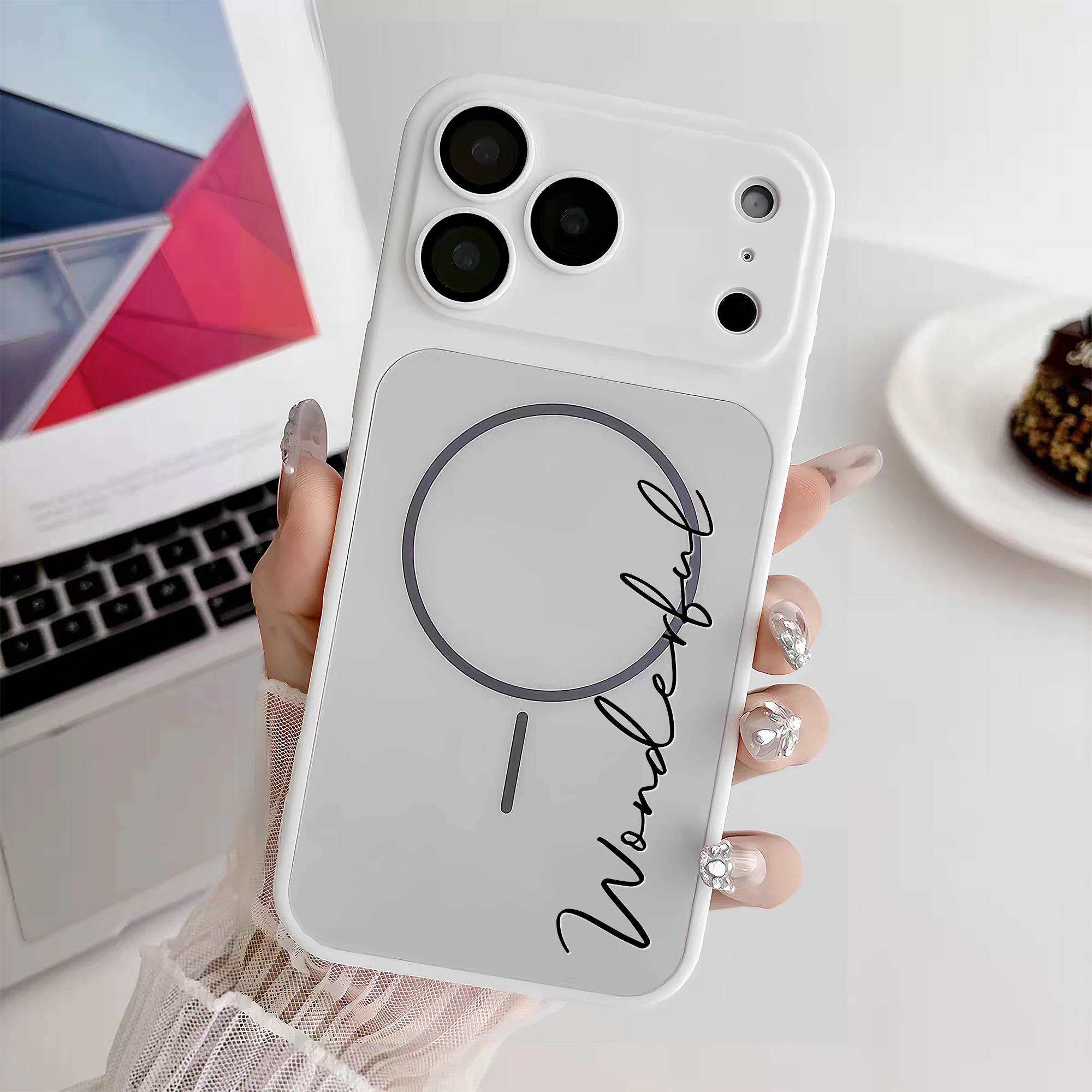 Custom Name Personalized Signature Short Sentences Magnetic TPU Phone Case